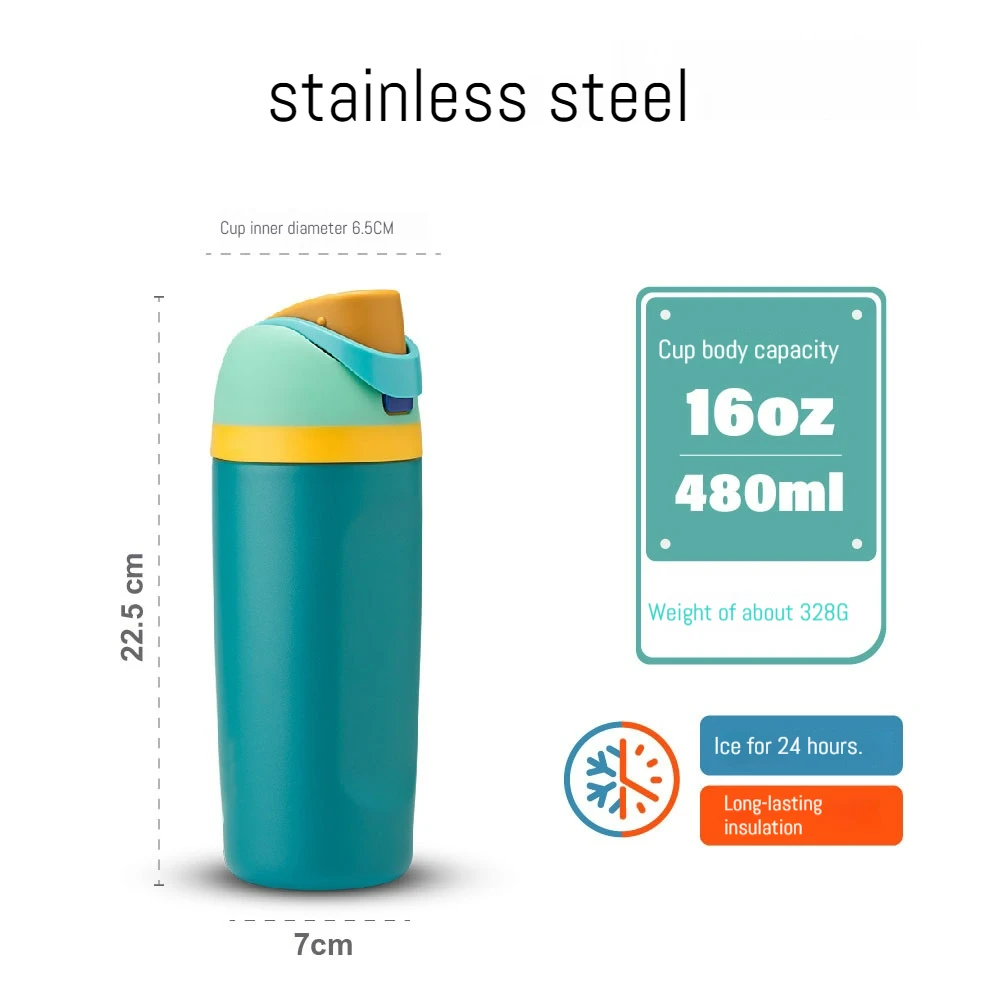 Wholesale Custom Logo Double-walled Owala Stainless Steel Water Bottle Sports Travel Flask With Straw Direct Drinking Camping 18