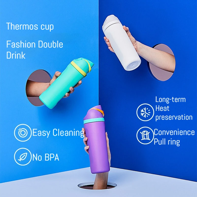 Wholesale Custom Logo Double-walled Owala Stainless Steel Water Bottle Sports Travel Flask With Straw Direct Drinking Camping 13