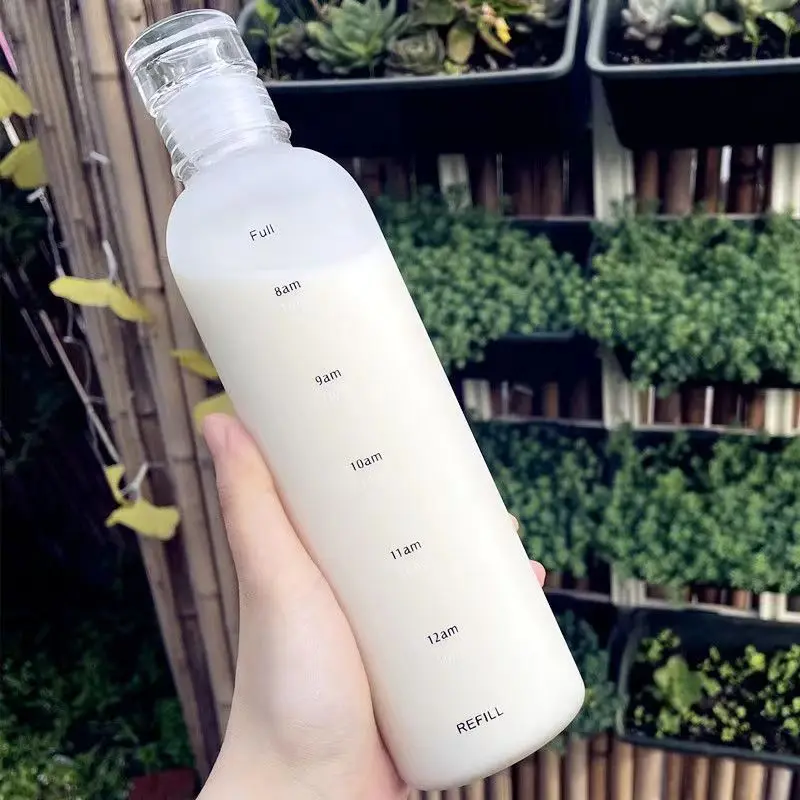 Wholesale 500ml Sports Camping Travel Drinking Water Bottle Time Marker Plastic Water Bottle With Lid 13