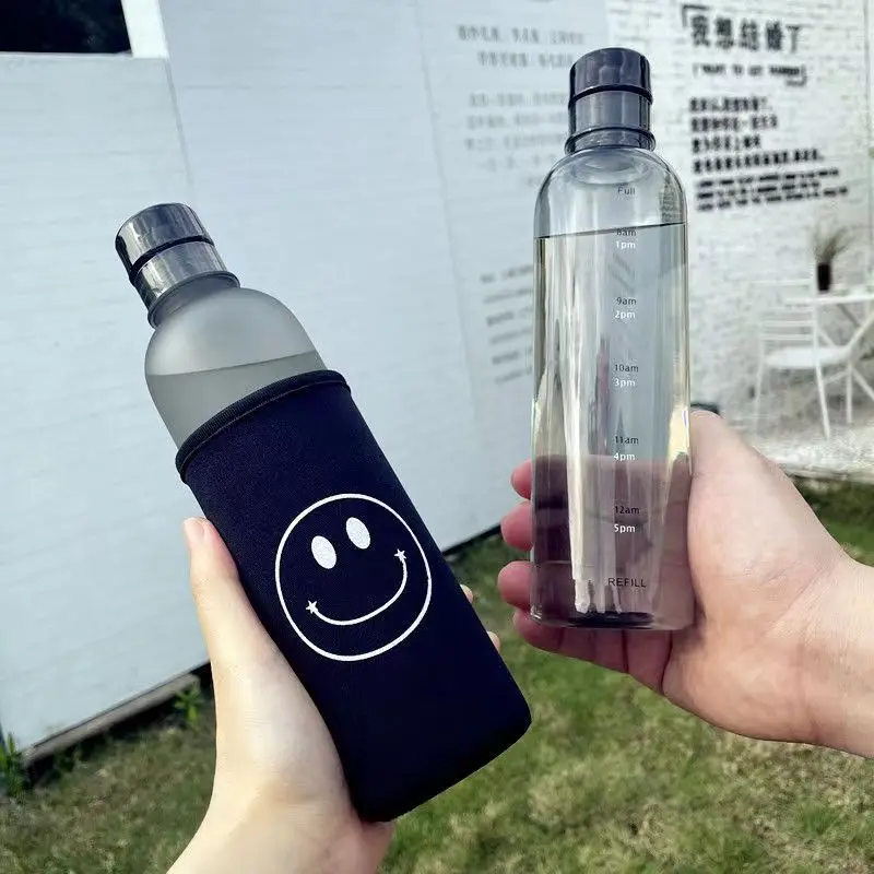 Wholesale 500ml Sports Camping Travel Drinking Water Bottle Time Marker Plastic Water Bottle With Lid 11