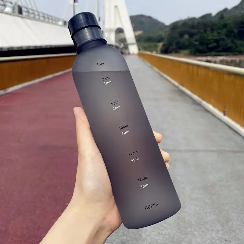 Wholesale 500ml Sports Camping Travel Drinking Water Bottle Time Marker Plastic Water Bottle With Lid 9