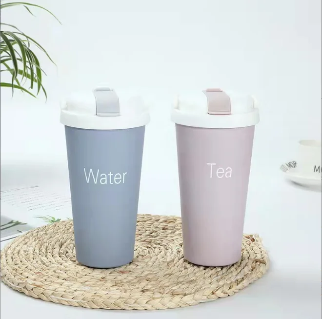 Hot Sale Price Creative Outdoor Casual Casual Car Frosted 304 Stainless Steel European-style Straw Coffee Mug With Flip Button 12