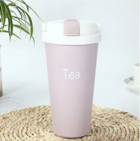 Hot Sale Price Creative Outdoor Casual Casual Car Frosted 304 Stainless Steel European-style Straw Coffee Mug With Flip Button 16