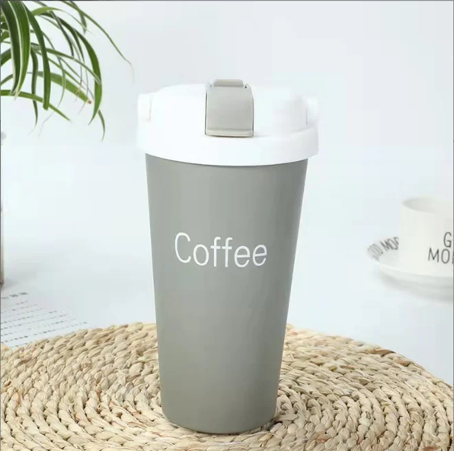 Hot Sale Price Creative Outdoor Casual Casual Car Frosted 304 Stainless Steel European-style Straw Coffee Mug With Flip Button 15