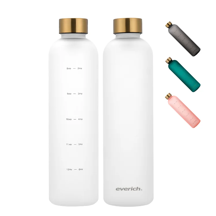 صديقة للبيئة 32 أوقية Bpa غطاء مطلي زجاجة مياه رياضية في Sk/تريتان زجاجة مياه بلاستيكية مستقيمة مع علامة الوقت 12