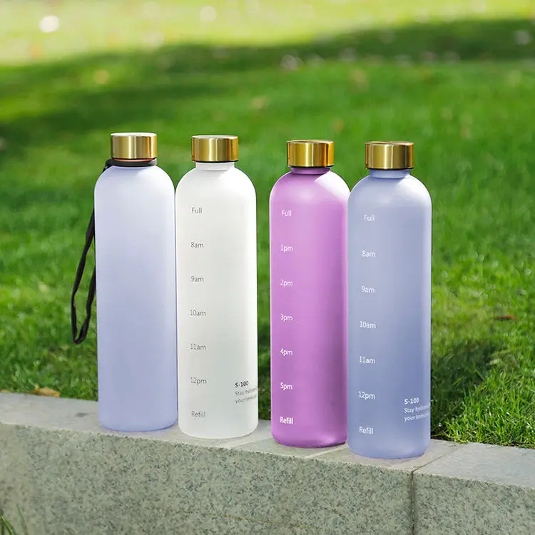 صديقة للبيئة 32 أوقية Bpa غطاء مطلي زجاجة مياه رياضية في Sk/تريتان زجاجة مياه بلاستيكية مستقيمة مع علامة الوقت 11