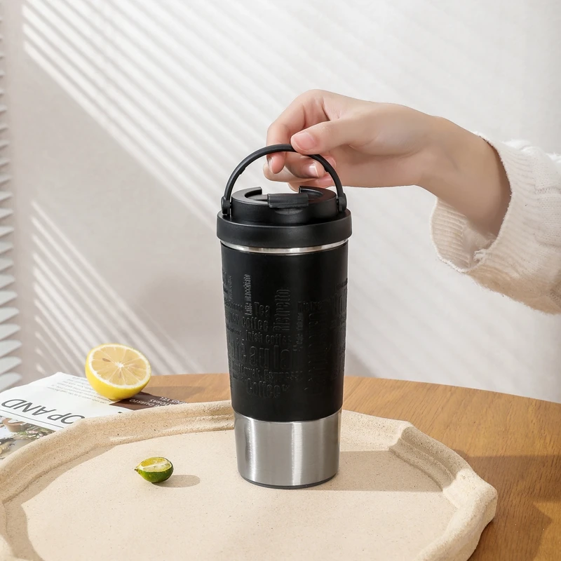 Taza de café de succión de viaje de acero inoxidable 304 de doble pared con logotipo personalizado creativo con tapa, taza de succión mágica que no cae 14