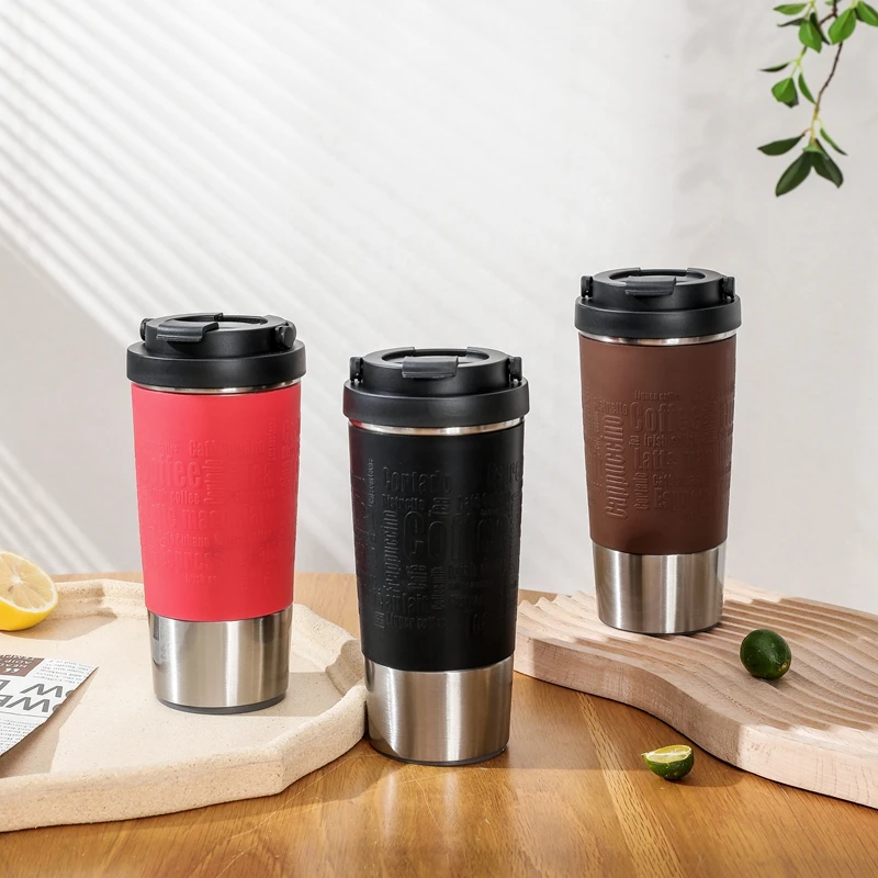 Taza de café de succión de viaje de acero inoxidable 304 de doble pared con logotipo personalizado creativo con tapa, taza de succión mágica que no cae 12