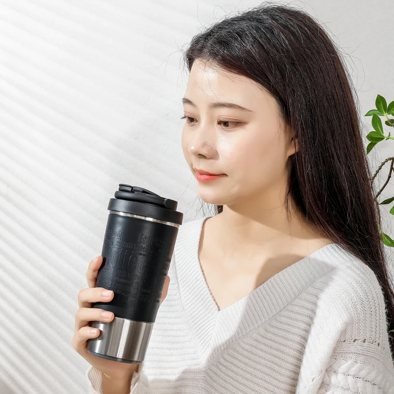 Taza de café de succión de viaje de acero inoxidable 304 de doble pared con logotipo personalizado creativo con tapa, taza de succión mágica que no cae 13