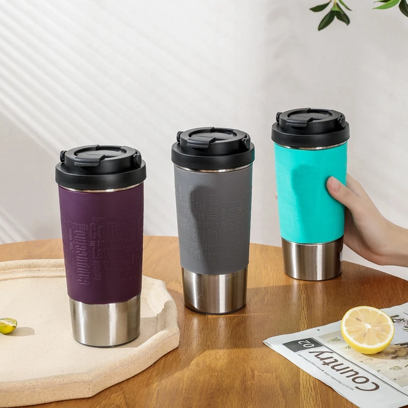 Taza de café de succión de viaje de acero inoxidable 304 de doble pared con logotipo personalizado creativo con tapa, taza de succión mágica que no cae 11