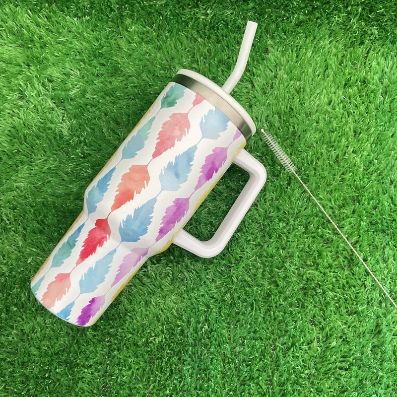 التخصيص 304 بهلوان من الفولاذ المقاوم للصدأ نمط ريشة 40 أوقية بهلوان مع غطاء من القش 11