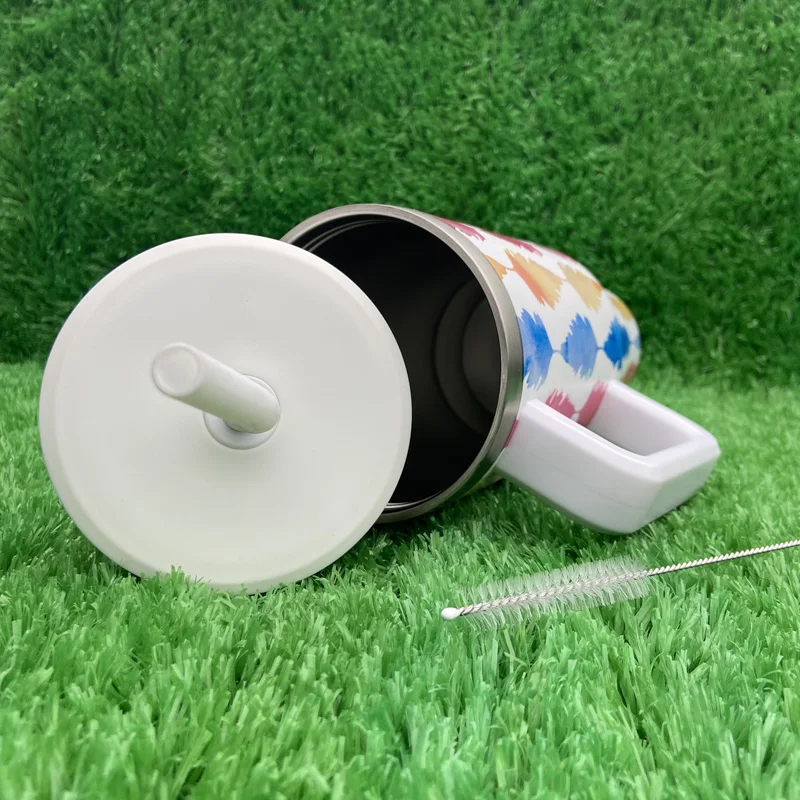 التخصيص 304 بهلوان من الفولاذ المقاوم للصدأ نمط ريشة 40 أوقية بهلوان مع غطاء من القش 14