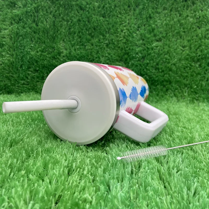 التخصيص 304 بهلوان من الفولاذ المقاوم للصدأ نمط ريشة 40 أوقية بهلوان مع غطاء من القش 15