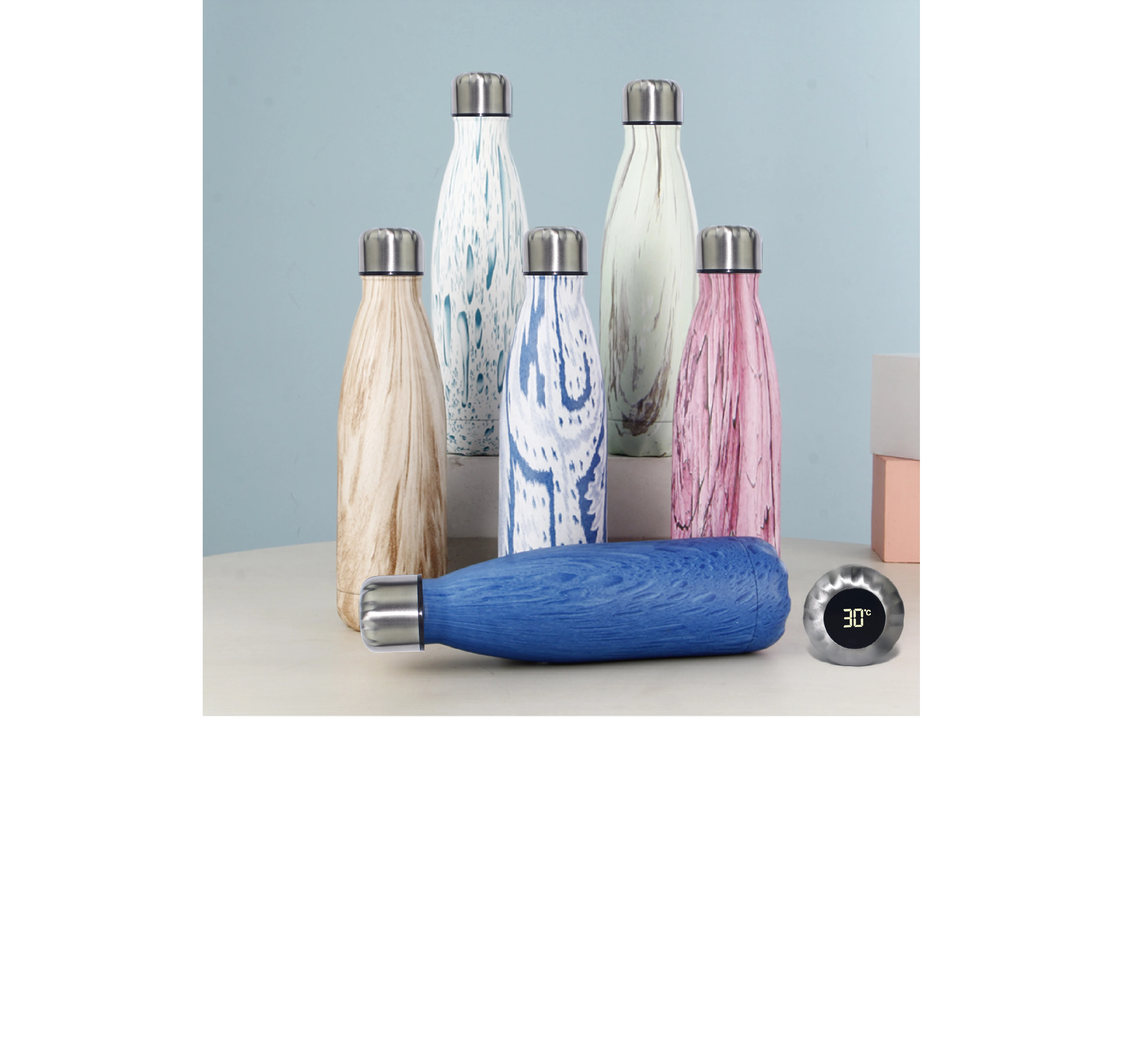 China Wholesale Price Custom Logo Double Wall Insulated Stainless Steel Smart Water Bottle For Children With Led Temperature 11