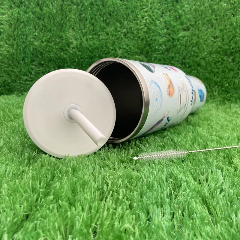 أكواب بهلوانية بتصميم جديد من سلسلة الريش 304 من الفولاذ المقاوم للصدأ مع غطاء 14