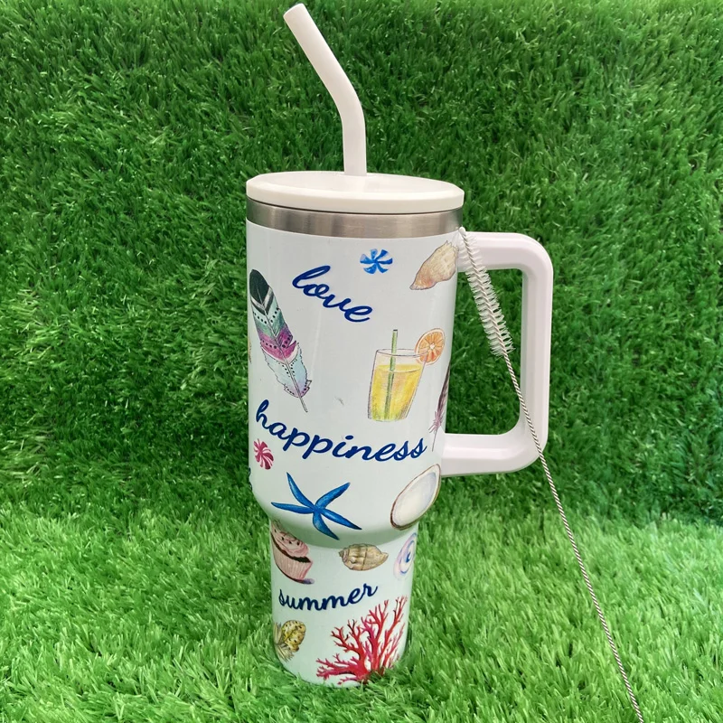 أكواب بهلوانية بتصميم جديد من سلسلة الريش 304 من الفولاذ المقاوم للصدأ مع غطاء 13