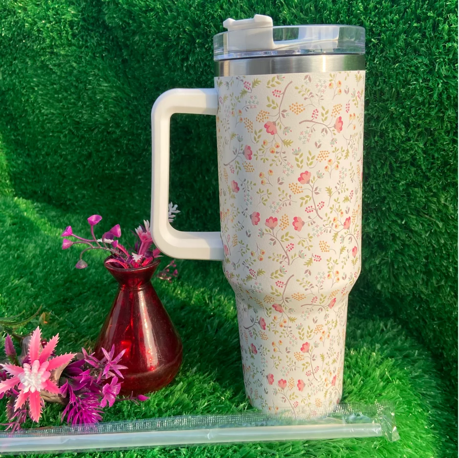 الجملة ذات جودة عالية بهلوان جدار مزدوج البهلوانات نمط زهرة بيضاء صغيرة مع غطاء والقش 10