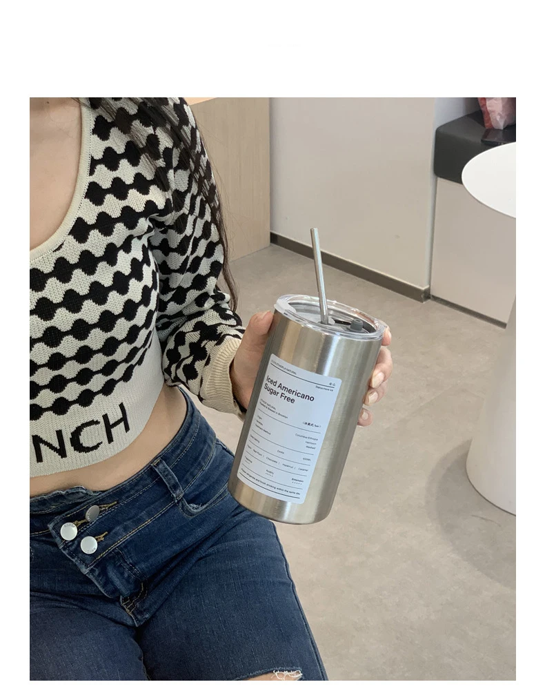 الجملة سعة كبيرة مزدوجة الجدار الفولاذ المقاوم للصدأ كأس المحمولة الفولاذ المقاوم للصدأ فنجان القهوة 12