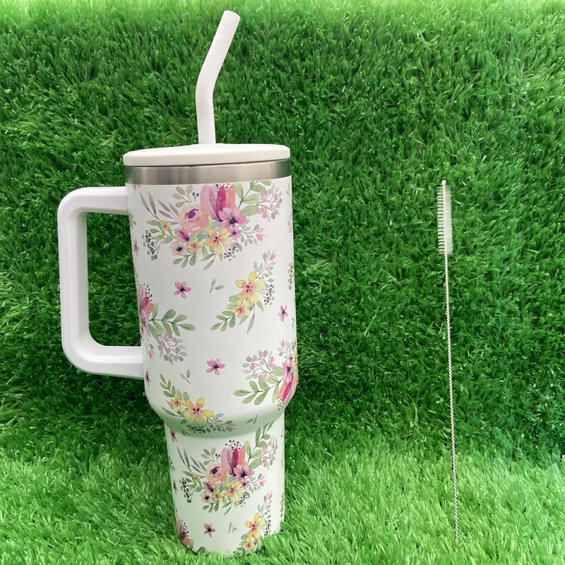 حار بيع التخصيص التسامي الفولاذ المقاوم للصدأ زهرة سلسلة 40oz بهلوان مع مقبض 12