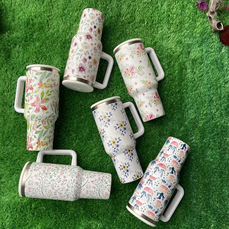 حار بيع التخصيص التسامي الفولاذ المقاوم للصدأ زهرة سلسلة 40oz بهلوان مع مقبض 16