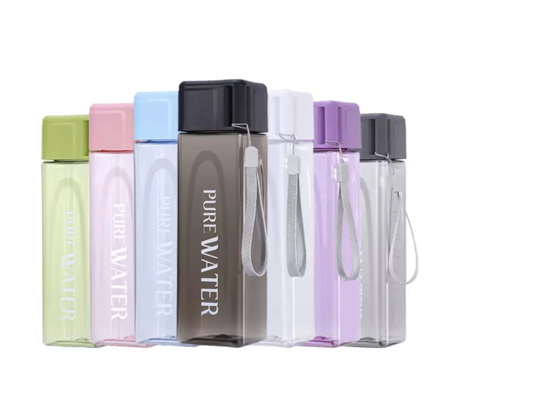 نوعية جيدة زجاجة ماء بلاستيكية واضحة شعار مخصص مربع مانعة للتسرب الرياضة في الهواء الطلق زجاجة ماء كلاسيكية 16