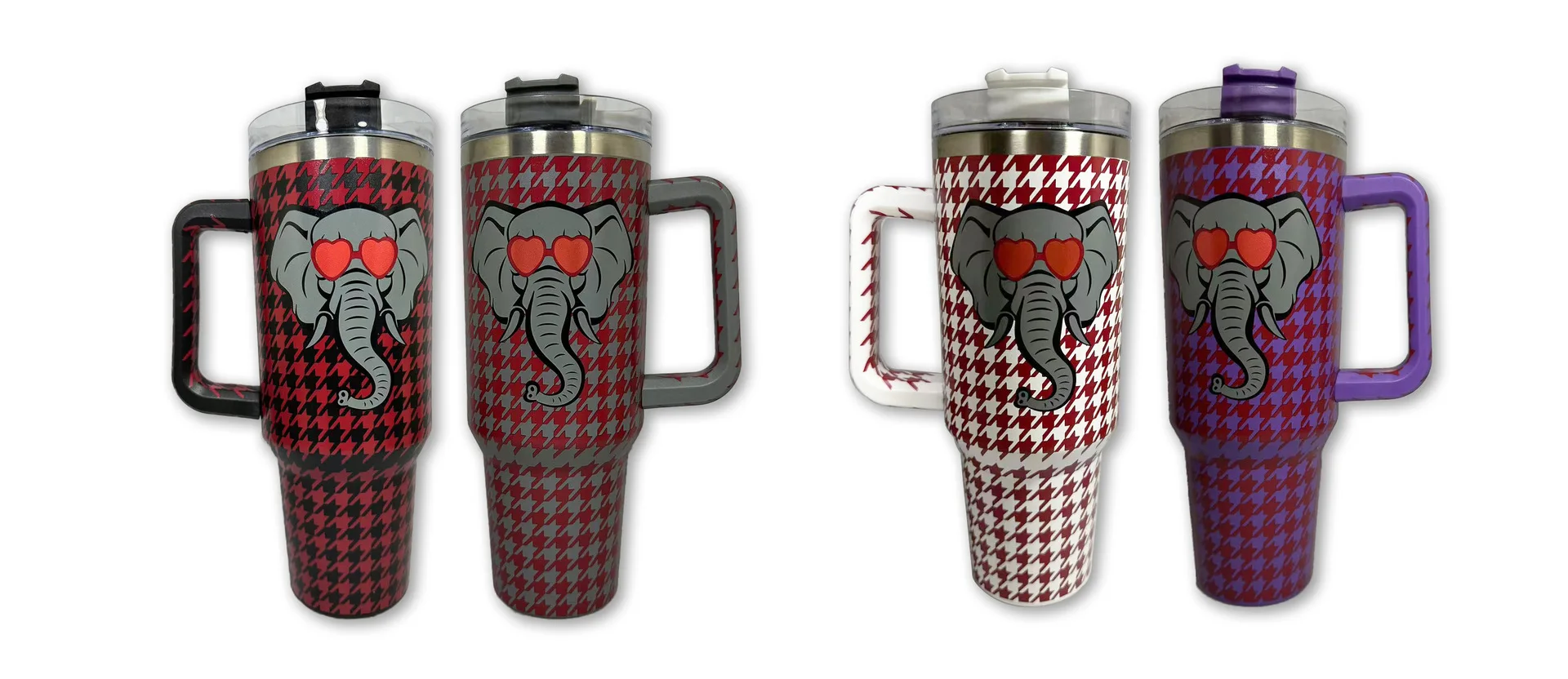 مخصص 40oz 20oz جدار مزدوج الفولاذ المقاوم للصدأ معزول بهلوان شريط النمر مع القش والمقبض 14