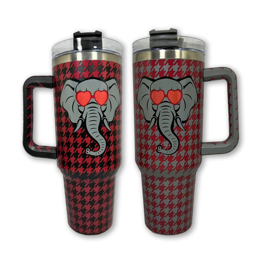 مخصص 40oz 20oz جدار مزدوج الفولاذ المقاوم للصدأ معزول بهلوان شريط النمر مع القش والمقبض 13