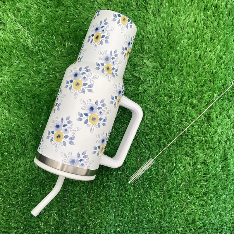 جديد وصول سلسلة زهرة نمط بهلوان الفولاذ المقاوم للصدأ 40oz بهلوان التسامي مع مقبض 13