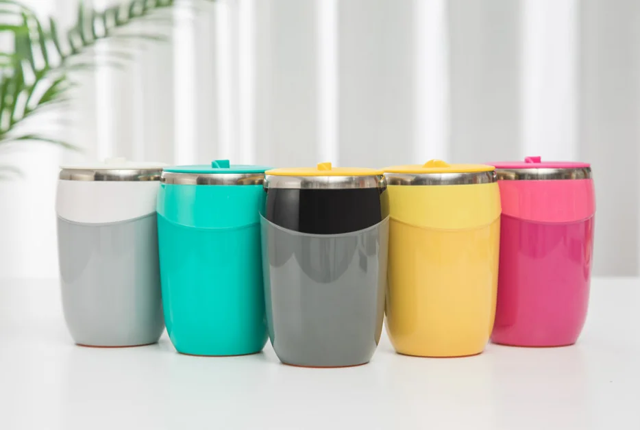 Новое поступление 2023 года, инновационный изолированный стакан из нержавеющей стали с внутренней отделкой из АБС-пластика и внешний стакан, никогда не падающий, с защитой от разлива, волшебная присоска, кофейная кружка 7