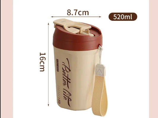 الجملة الجديدة تصميم فريد من نوعه الفولاذ المقاوم للصدأ جدار مزدوج فراغ القهوة بهلوان مع غطاء والقش 12