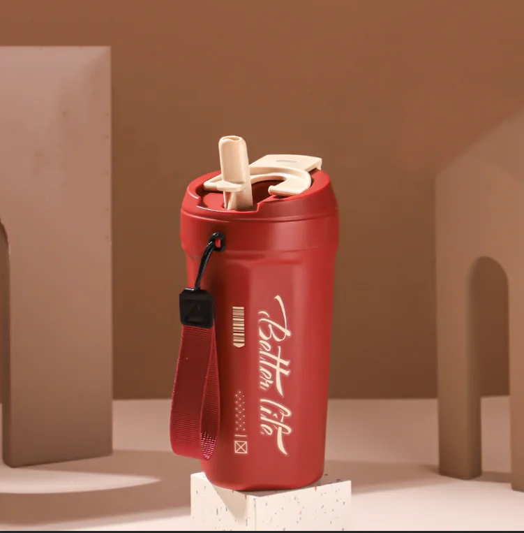 الجملة الجديدة تصميم فريد من نوعه الفولاذ المقاوم للصدأ جدار مزدوج فراغ القهوة بهلوان مع غطاء والقش 14