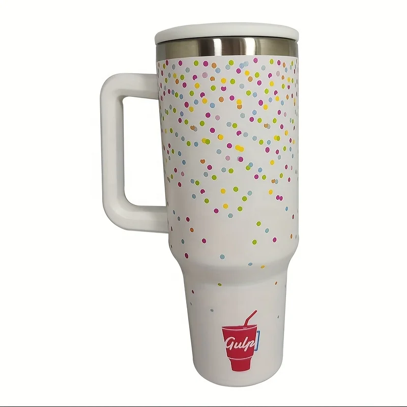 2024 أكواب جميلة 40 أونصة مزدوجة الجدار مصنوعة من الفولاذ المقاوم للصدأ معزولة بالتسامي مع القش والمقبض 8