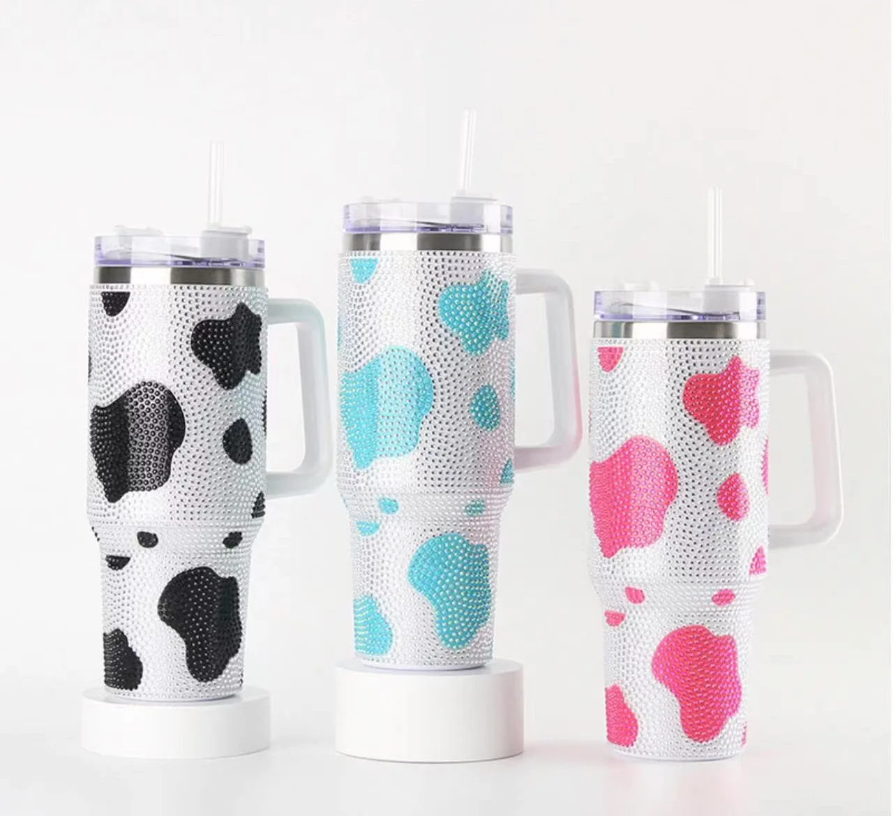 2024 Diamond Decoration Popular 40oz 20oz Straight Double Wall Stainless Steel Insulated Sublimation Tumbler With 9