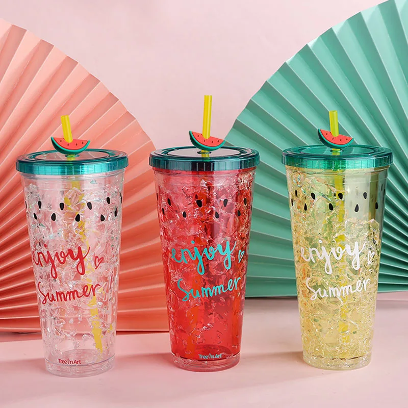 2023 Technology China New Design Wholesale Colorful Double Wall Plastic Watermelon Tumbler With Lid And Straw In Box 8