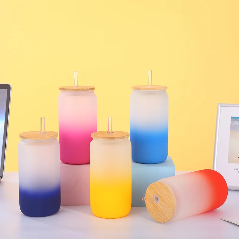 أكواب القهوة الزجاجية مع الخيزران بالجملة عيد الميلاد مخصص واضح بلينغ يتوهج في الظلام 30 أوقية 20 أوقية أكواب التخييم صندوق أبيض 11