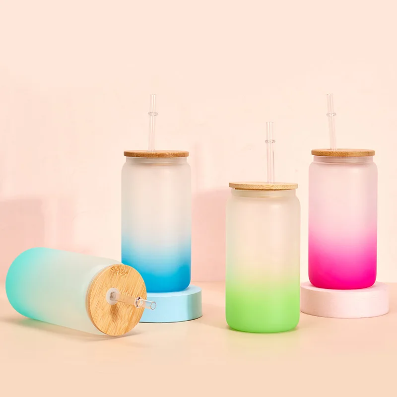 أكواب القهوة الزجاجية مع الخيزران بالجملة عيد الميلاد مخصص واضح بلينغ يتوهج في الظلام 30 أوقية 20 أوقية أكواب التخييم صندوق أبيض 9