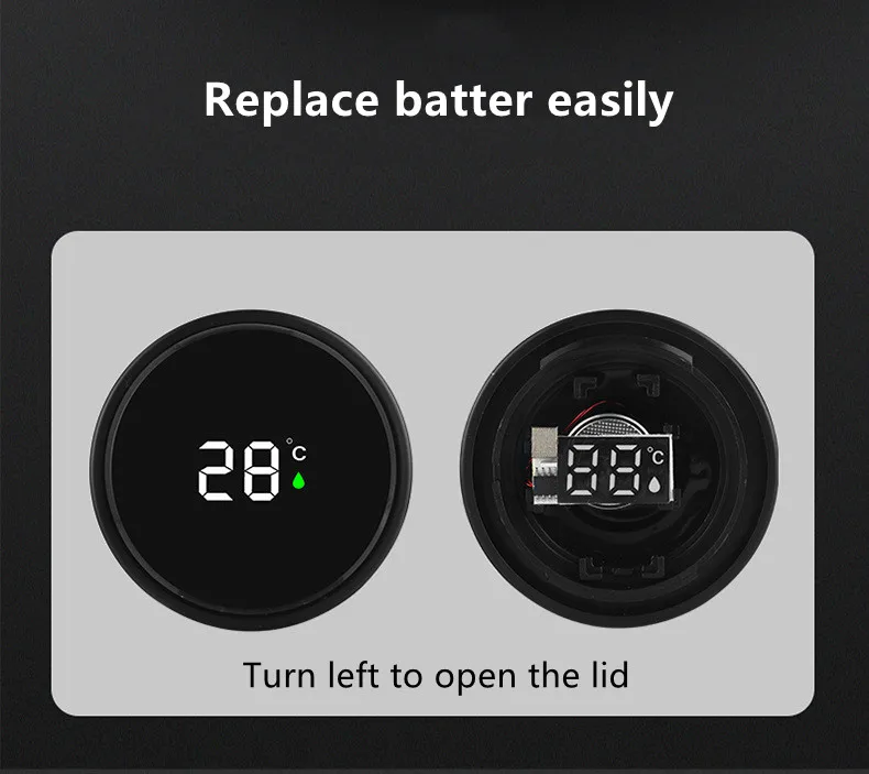 زجاجة مياه ذكية مع جهاز عرض درجة الحرارة LED الشهير الحالي، أداة ترمس بهلوان، 316 مكنسة كهربائية للأعمال من الفولاذ المقاوم للصدأ 12