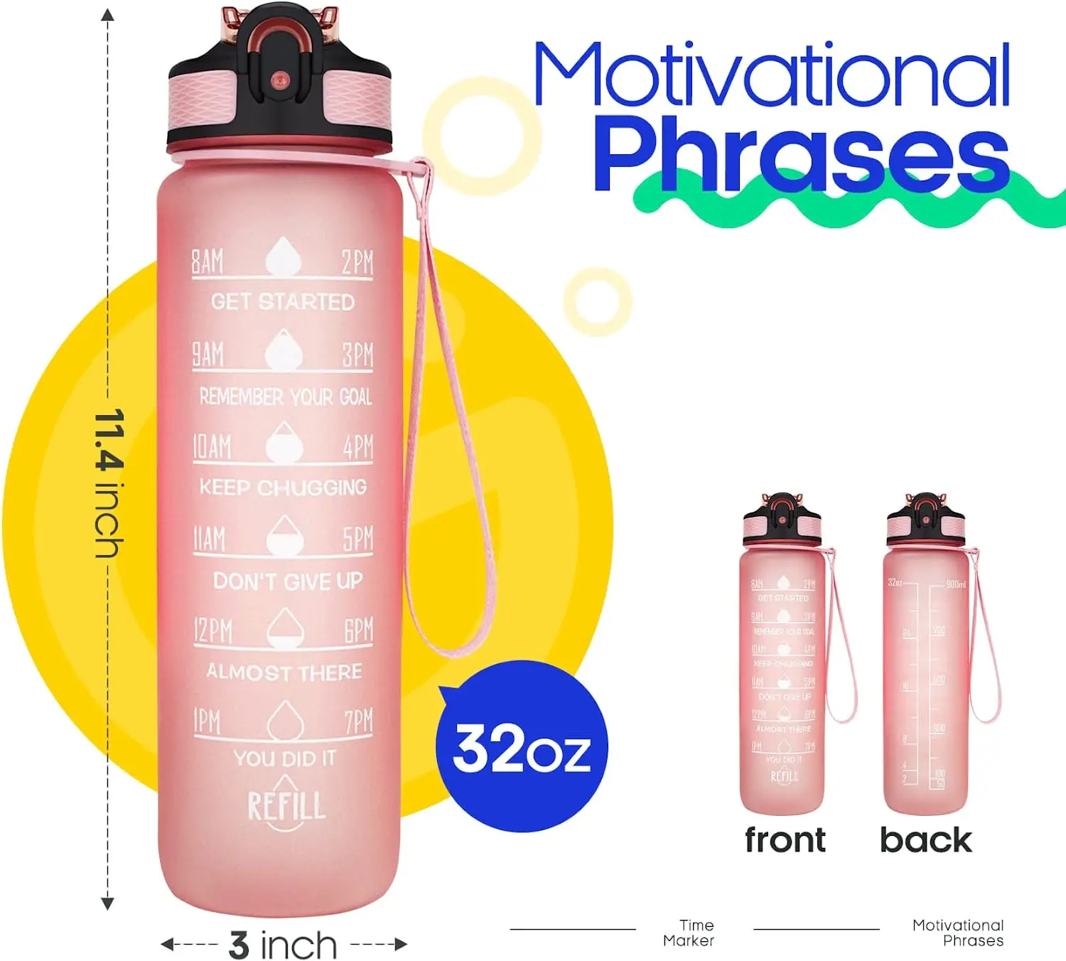 غطاء التحديد شعار مخصص زجاجة مياه الشرب مربعة عصرية بلاستيكية 500 مل طباعة نقل المياه الكلاسيكية في الصين بالجملة 16