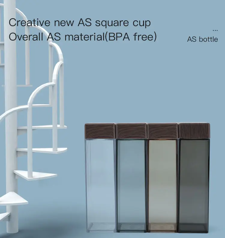 غطاء التحديد شعار مخصص زجاجة مياه الشرب مربعة عصرية بلاستيكية 500 مل طباعة نقل المياه الكلاسيكية في الصين بالجملة 11