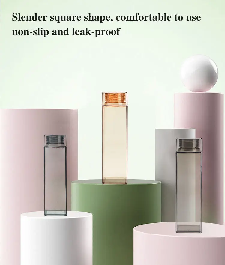 غطاء التحديد شعار مخصص زجاجة مياه الشرب مربعة عصرية بلاستيكية 500 مل طباعة نقل المياه الكلاسيكية في الصين بالجملة 10