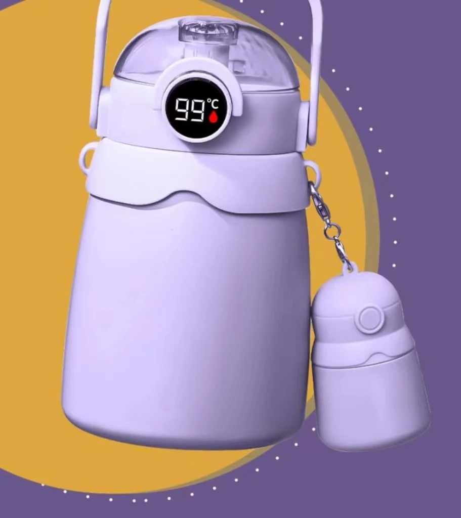 زجاجة مياه ذكية مع عرض درجة الحرارة Led الشهير الحالي كوب قارورة عازلة بسعة كبيرة 316 من الفولاذ المقاوم للصدأ، مكنسة لطيفة 9