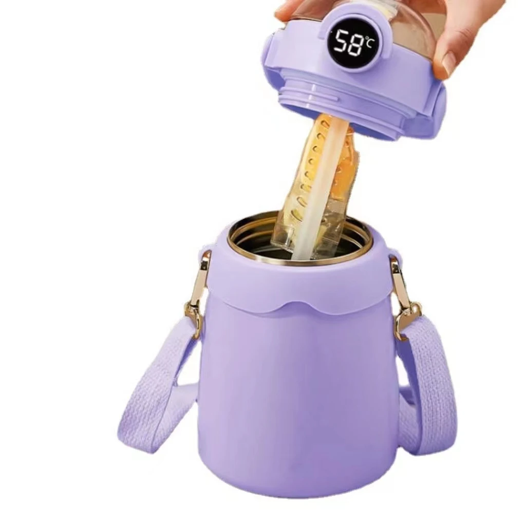 زجاجة مياه ذكية مع عرض درجة الحرارة Led الشهير الحالي كوب قارورة عازلة بسعة كبيرة 316 من الفولاذ المقاوم للصدأ، مكنسة لطيفة 8