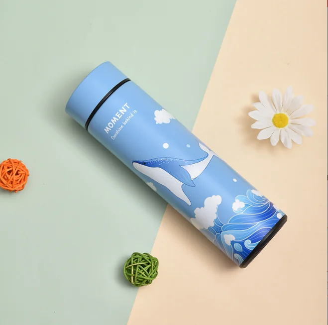 Cute Literary Fresh Temperature Measurement Straight 304 Stainless Steel Smart Thermos Cup With Led Touch Display Temperature 13