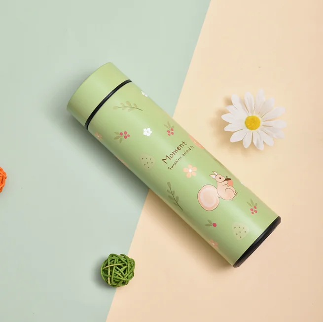 Cute Literary Fresh Temperature Measurement Straight 304 Stainless Steel Smart Thermos Cup With Led Touch Display Temperature 12