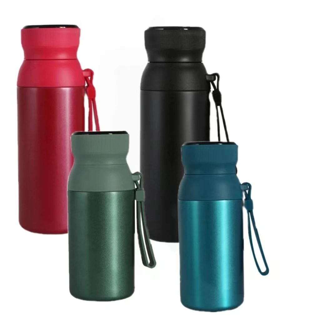 زجاجة مياه ذكية مع كوب ترمس لعرض درجة الحرارة LED الشهير الحالي ومقاوم للسقوط من الفولاذ المقاوم للصدأ 316 12