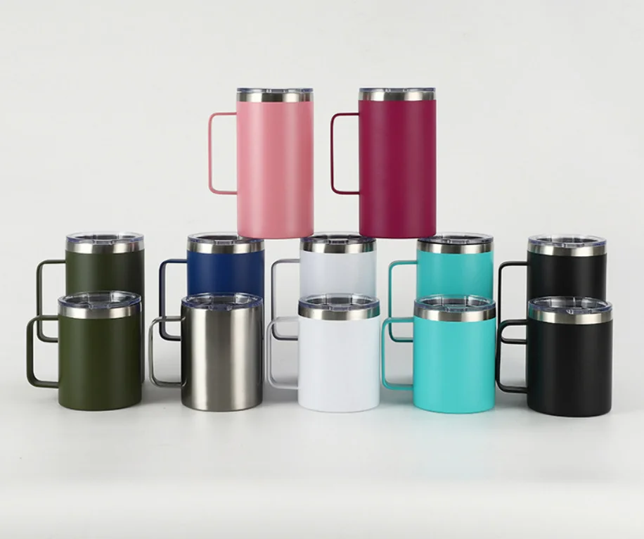 أسعار الجملة السفر معزول جدار مزدوج الفولاذ المقاوم للصدأ القهوة الحرارية أكواب البهلوانات مع الأغطية والمقبض 9