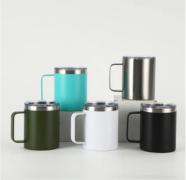 أسعار الجملة السفر معزول جدار مزدوج الفولاذ المقاوم للصدأ القهوة الحرارية أكواب البهلوانات مع الأغطية والمقبض 8