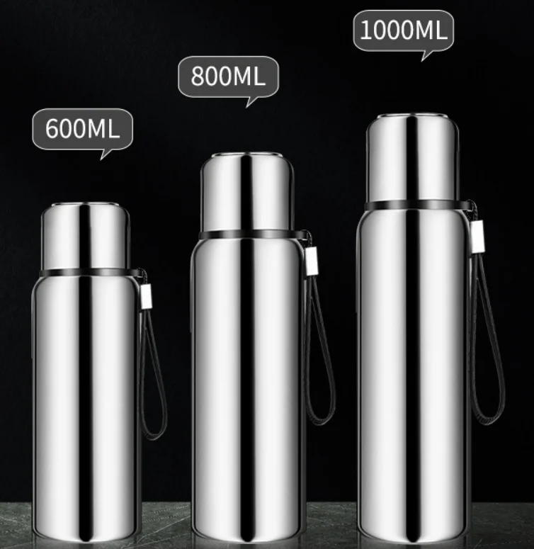 Garrafas de água térmica 1000ml, parede dupla de aço inoxidável, ecológica, portátil, viagem, caixa esportiva personalizada, água potável 8