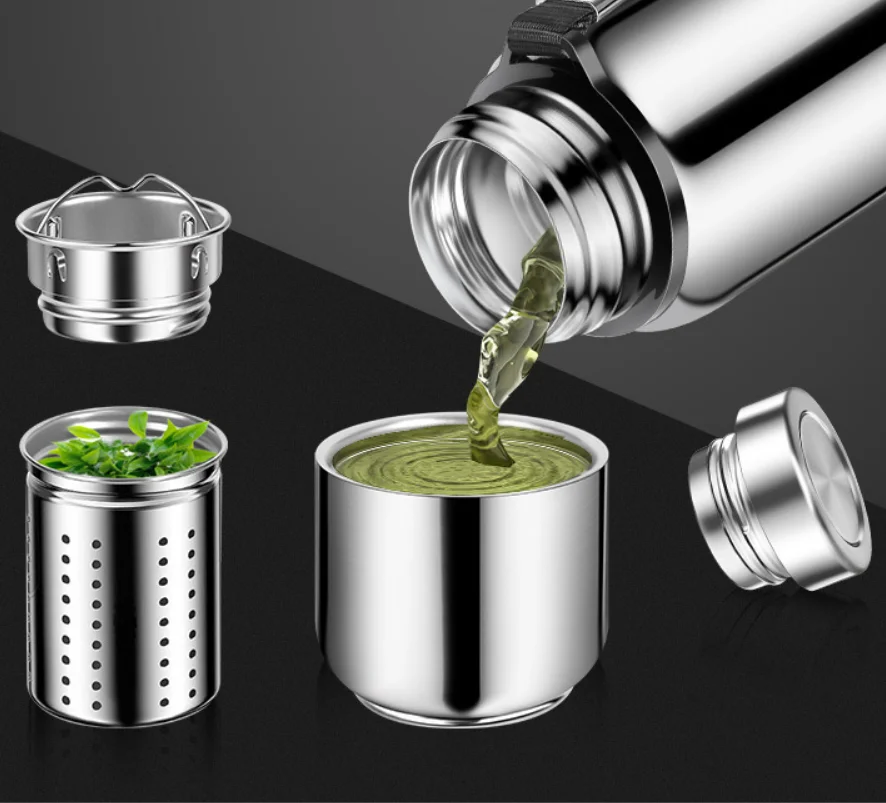 Garrafas de água térmica 1000ml, parede dupla de aço inoxidável, ecológica, portátil, viagem, caixa esportiva personalizada, água potável 9