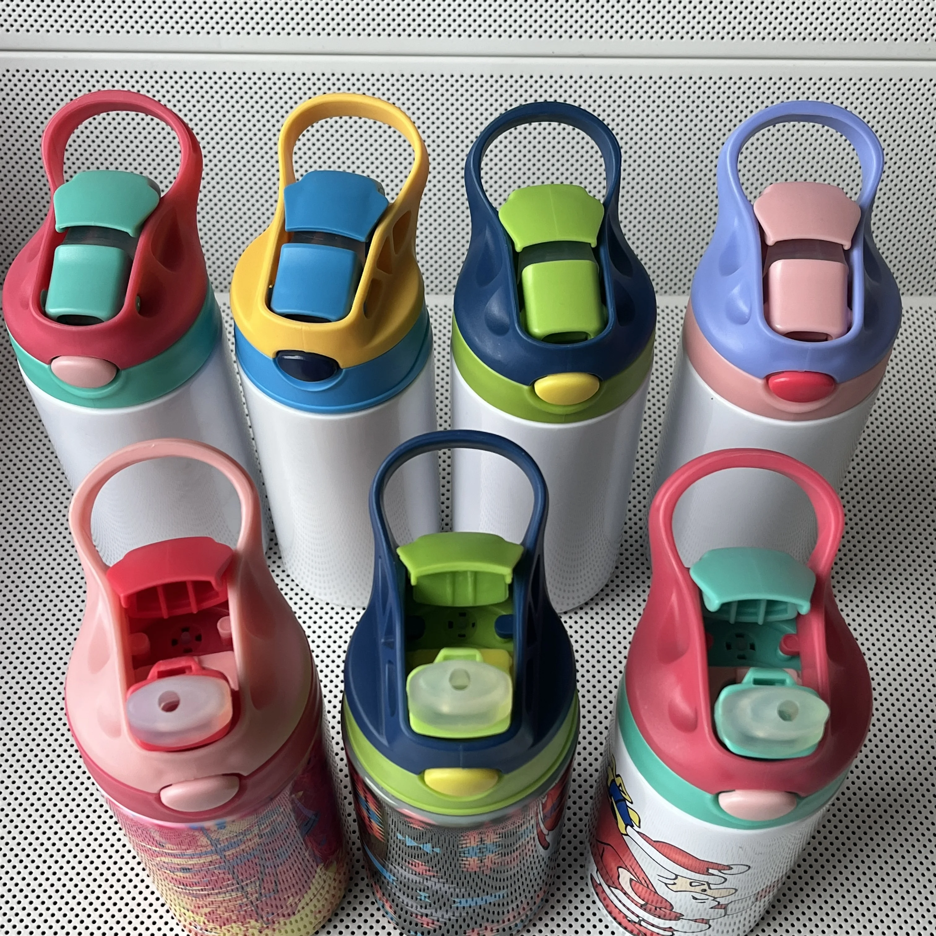 Garrafa de água de aço inoxidável isolada reutilizável, motivacional, personalizada, ecológica, com canudo, para escola infantil 9